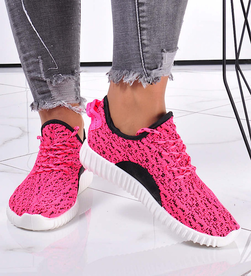 Lekkie damskie buty sportowe Fuksja /C4-1 12306 T199/