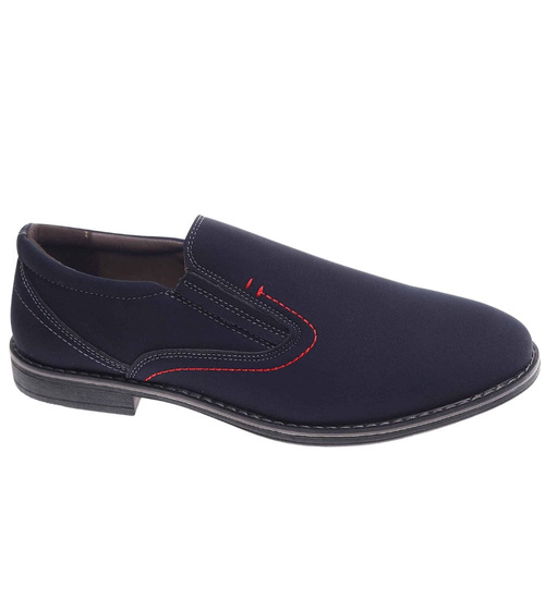 Wsuwane męskie półbuty granatowe pantofle /B4-2 15301 T356/