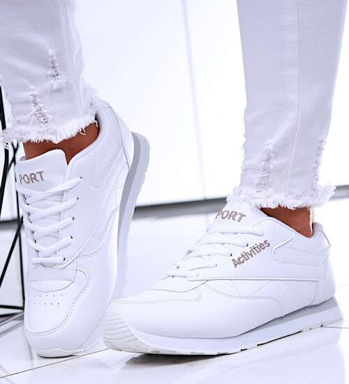 Białe damskie buty sportowe /D8-2 16641 T433/