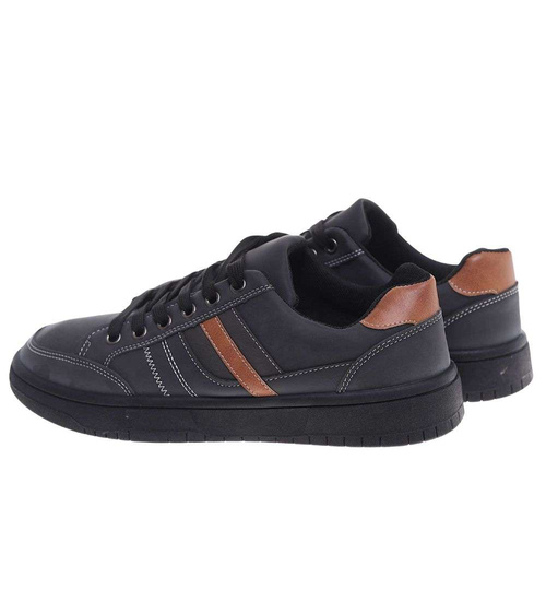 Czarne sznurowane męskie trampki /E9-2 14852 T399/