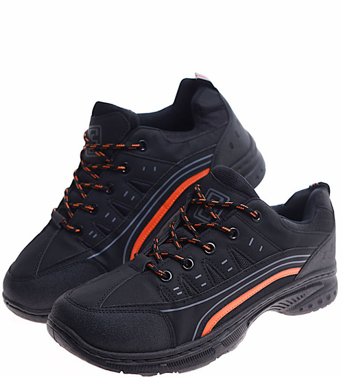 Sznurowane męskie buty trekkingowe Czarne /A8-1 10395 S393/