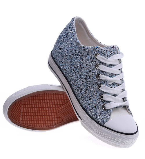 Niebieskie trampki sneakersy na koturnie /G9-3 13486 TG089/