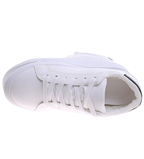 Białe damskie trampki z czarnymi dodatkami /G4-1 16249 T293/