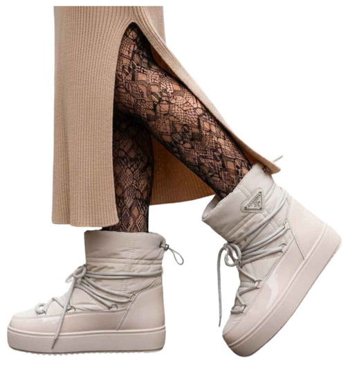 Ocieplane śniegowce damskie Beżowe /F7-2 18570 W343/