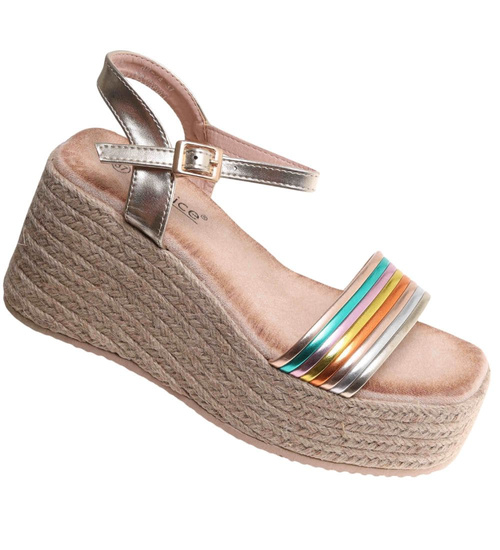 Sandały damskie na koturnie i platformie Kolorowe espadryle /A6-1 17870 G187/