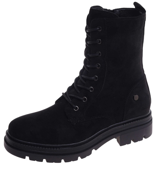 Czarne wiązane botki trapery na platformie /C4-3 18281 W600/