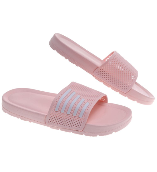 Klapki damskie na basen wodoodporne różowe ażurowe /G6-1 18641 T187/