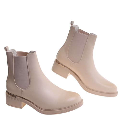 Beżowe botki sztyblety z ociepleniem /i6-4 18440 W280/