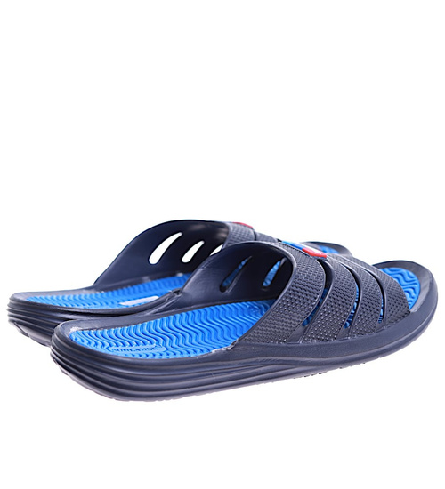 Plażowe wodoodporne granatowo niebieskie klapki męskie /G1-1 16533 T125/
