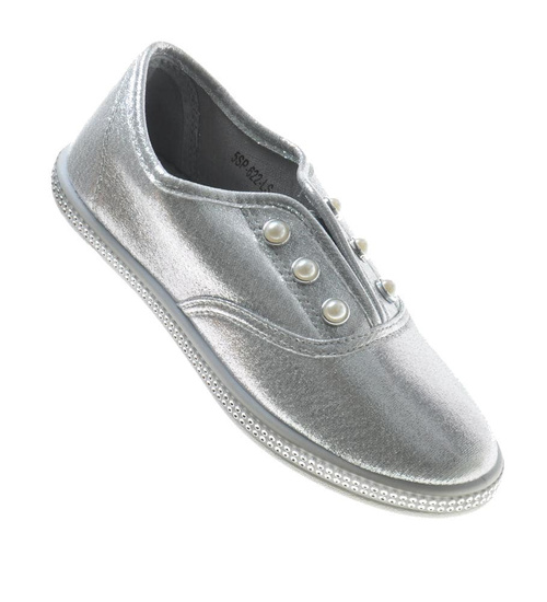 Trampki dziewczęce wsuwane srebrne /A1-1 7637 S101/