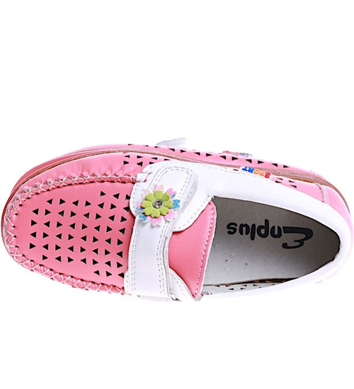 Ciemno różowe ażurowe buty dziewczęce na rzepy /E1-2 16017 T078/