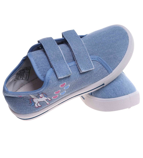 Niebieskie tenisówki dla dziewczynki na rzepy /C7-1 18110 T189/