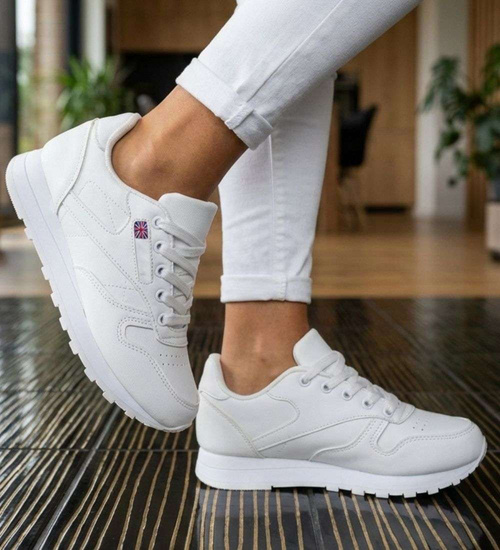 Białe sneakersy damskie sznurowane buty sportowe /C6-1 18670 T255/