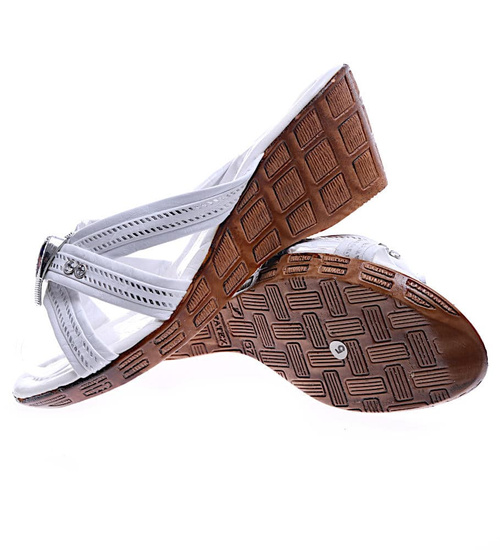 Lekkie damskie klapki na koturnie i platformie Białe /H2 14330 T005/