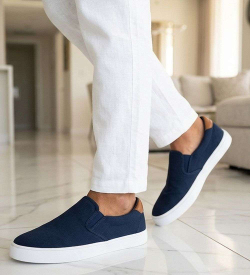 Granatowe męskie trampki slip on /C5-1 18738 T286/