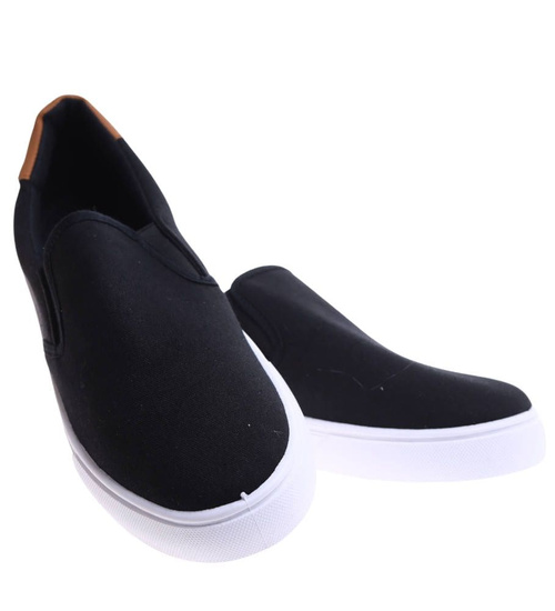 Czarno brązowe męskie trampki slip on /G5-3 17163 T284/