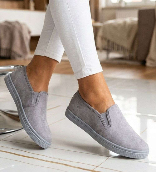 Wsuwane tenisówki z tkaniny Szare /G12-3 18751 T1/