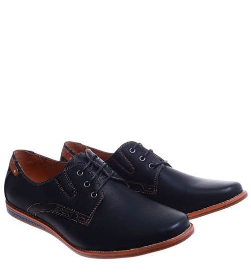 Czarne sznurowane półbuty męskie /C1-1+h2 10260 S386/