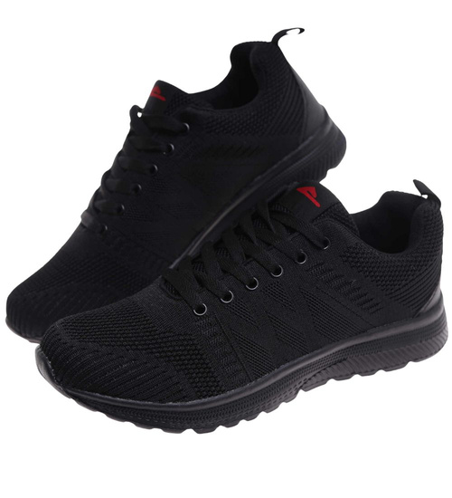 Sznurowane czarne męskie buty sportowe /F5-1 18040 T384/