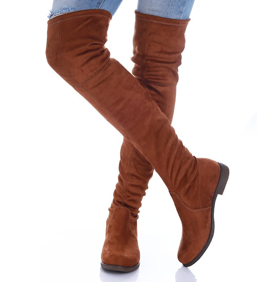 Brązowe kozaki muszkieterki damskie /F9-2 17036 G483/