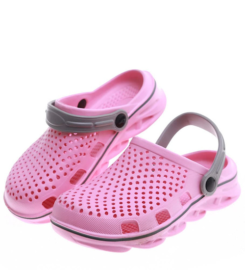 Kryte różowe szare klapki na basen /G6-1 16274 S196/