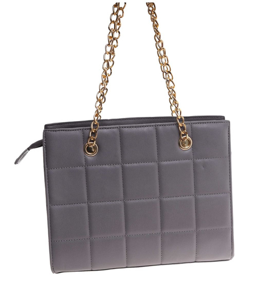 Szara torebka kuferek z łańcuszkiem i paskiem /H2 K1 TB678 G195/