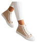 Wysokie sznurowane trampki damskie Khaki /G3-3 15689 T134/