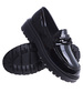 Wsuwane czarne loafersy damskie półbuty na platformie /C6-3 14872 T485/