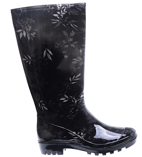 Czarne kalosze damskie z długą cholewką /E2-1 15789 T338/