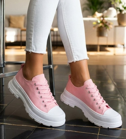 Różowe trampki damskie na platformie /B5-2 12428 S198/