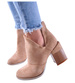 Botki damskie na szerokim słupku Khaki /D1-2 +H2 7050 T198/