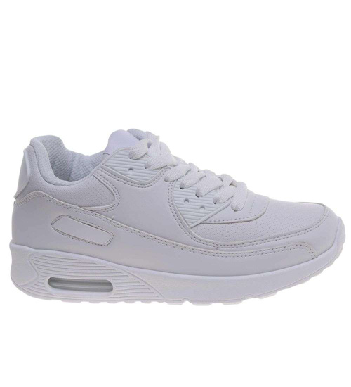 Sznurowane białe buty sportowe damskie /F9-3 18663 T4/