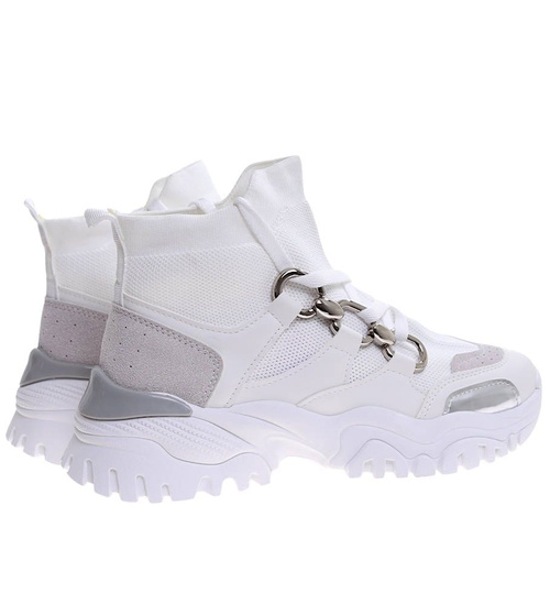 Wysokie białe buty sportowe damskie /D9-2 13092 T396/