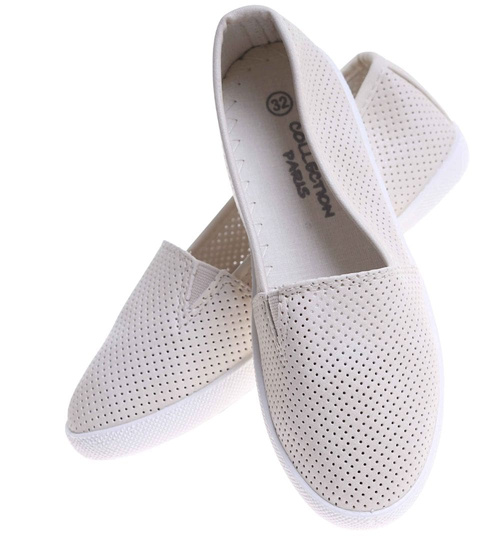 Beżowe ażurowe baleriny dziewczęce /E8-2 17631 121/