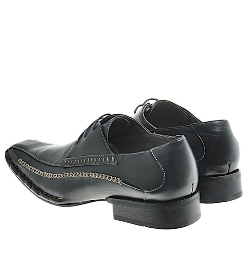 Półbuty męskie pantofle sznurowane CZARNE / A8-2 9781 S097/