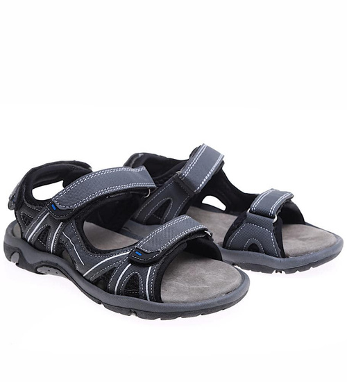 Szare chłopięce sandały na rzepy /A8-3 16507  T3/