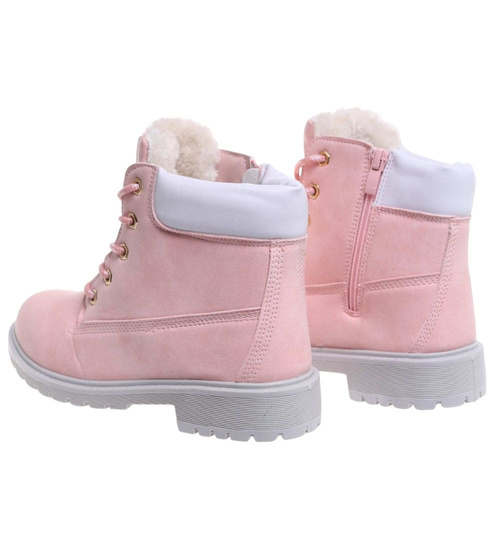 Różowe dziewczęce trapery z futerkiem /A4-3 16995 T295/