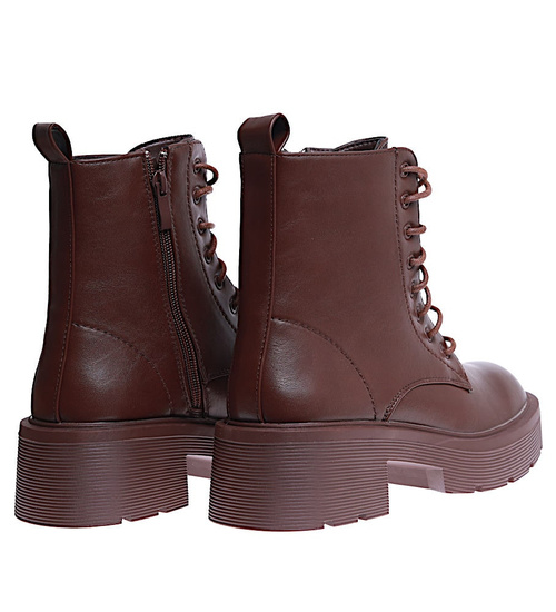 Brązowe botki trapery damskie ocieplane /G5-3 15204 T396/