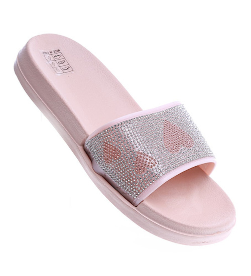 Beżowe damskie klapki na basen /D8-1 14197 S190/