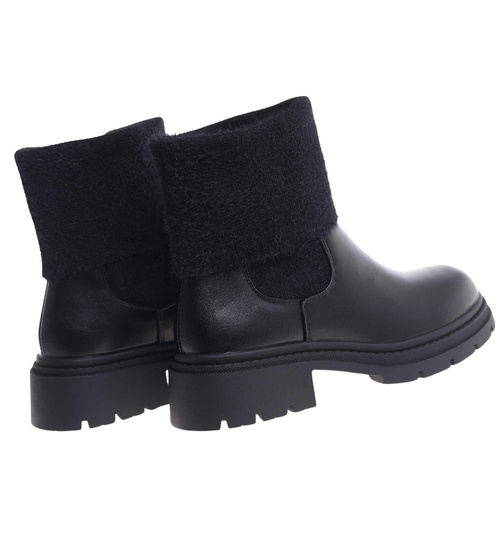 Czarne wsuwane botki zimowe /E7-1 18543 G381/