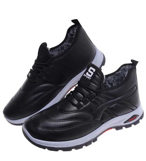 Czarne ocieplane buty sportowe męskie /E10-2 18248 T386/