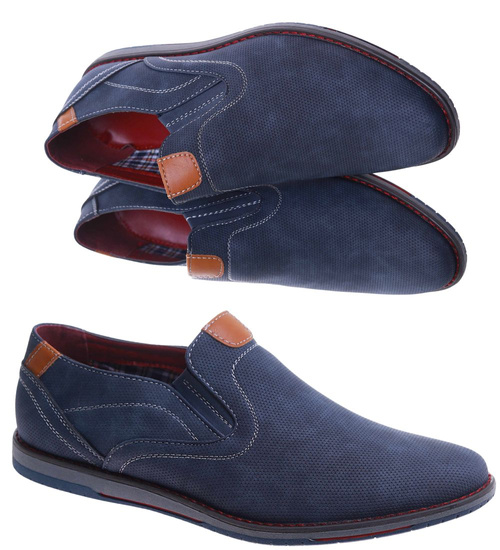 Wsuwane męskie granatowe półbuty /G9-2 17602 T346/