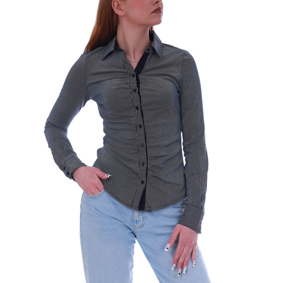 Bawełniana czarna koszula damska w paski /H2 UB859 G7-75/