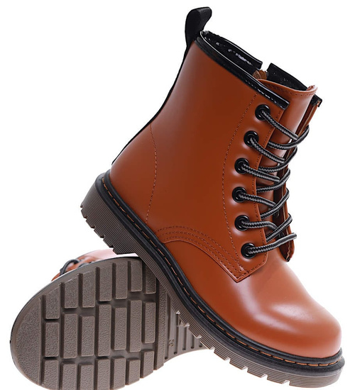 Ocieplane botki dziecięce trapery brązowe /F7-2 12532 T217/