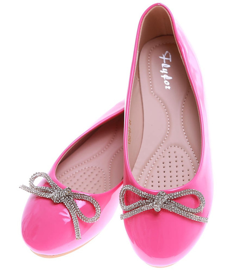 Fuksjowe lśniące baleriny z kokardą /B2-3 16240 G079/