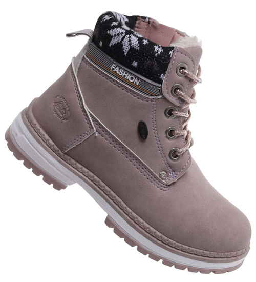 Ocieplane różowe botki trapery dziewczęce /D2-2 18295 T384/