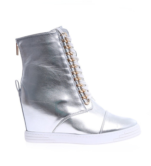 Srebrne damskie trampki sneakersy na koturnie Seastar /C6-2 15103 T937/