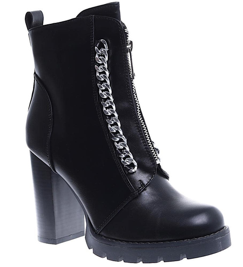 Ocieplane czarne botki lity na słupku /C3-1 15407 T333/