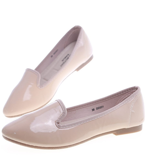 Wygodne damskie balerinki lordsy Beżowe /E5-2 4596 S170/