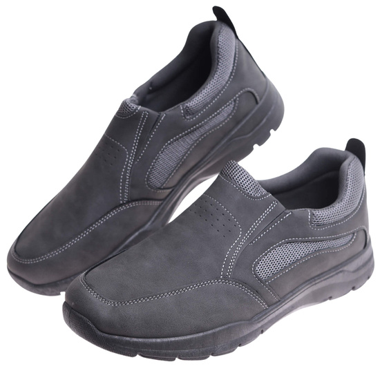 Wsuwane szare męskie buty sportowe /B3-1 17434 T484/